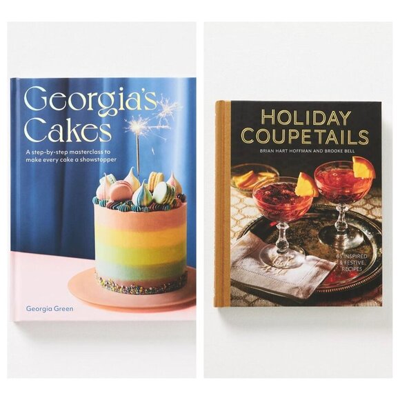 Anthropologie Book Bundle Georgia's Cakes + Holiday Coupetails Hardcover - Picture 1 of 4